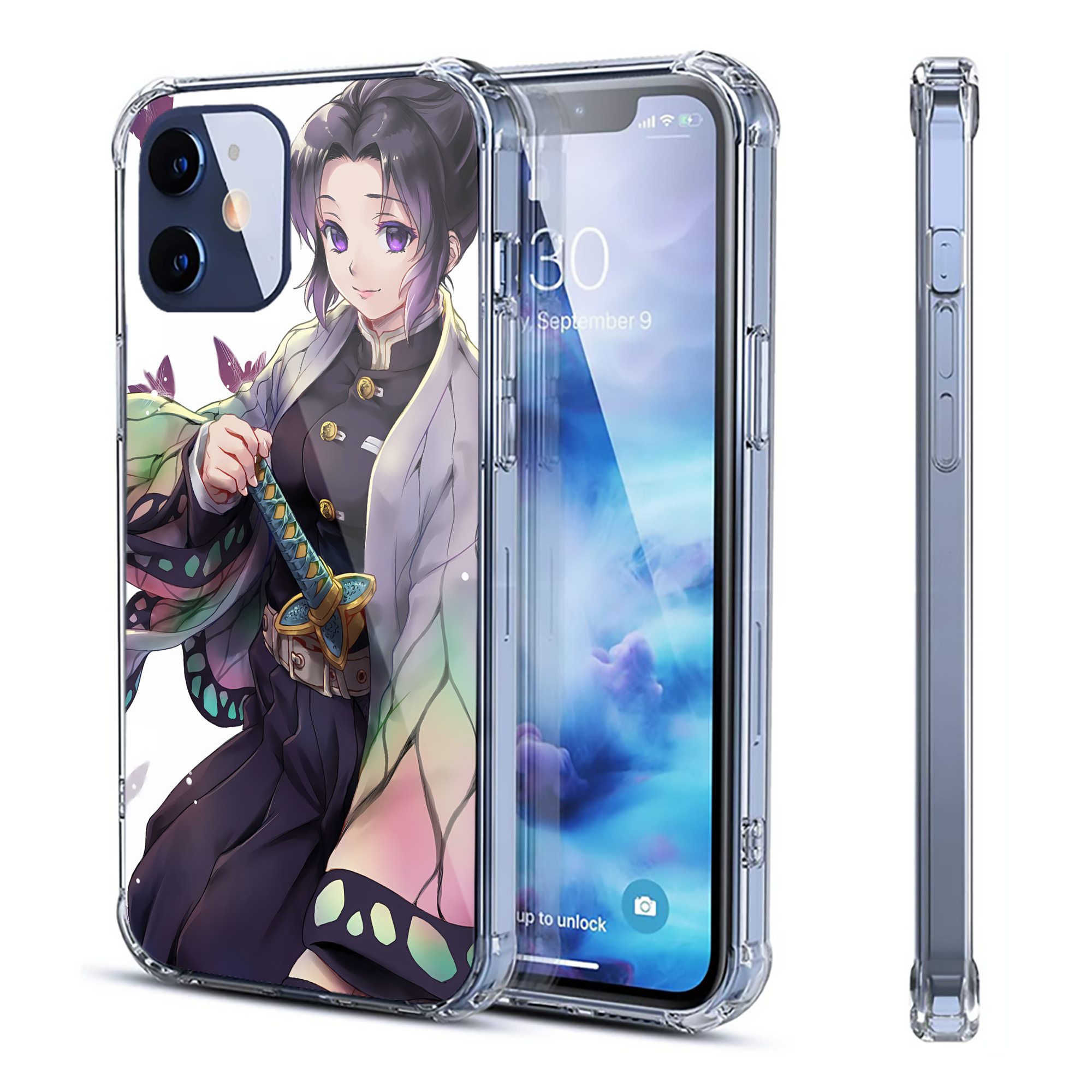 （画像用） 鬼滅の刃（きめつのやいば）蟲柱-胡蝶 しのぶ／こちょう しのぶ Kochou Shinobu 【iPhone 12シリーズ対応】透明スマホケース（クリアソフトケース）